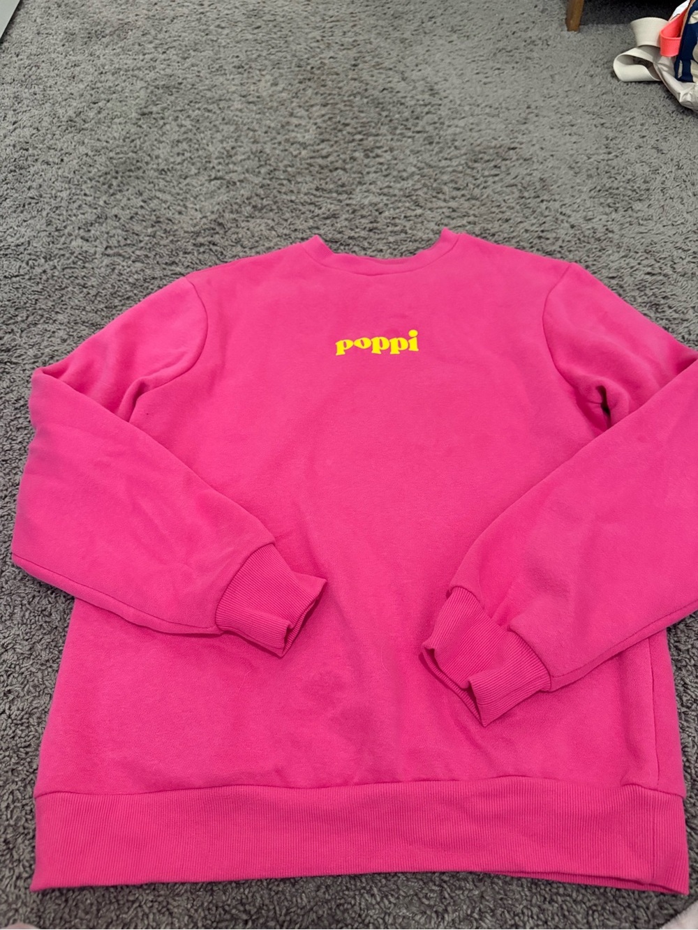 Target Poppi Pink Crewneck Sweatshirt with Yellow Logo
